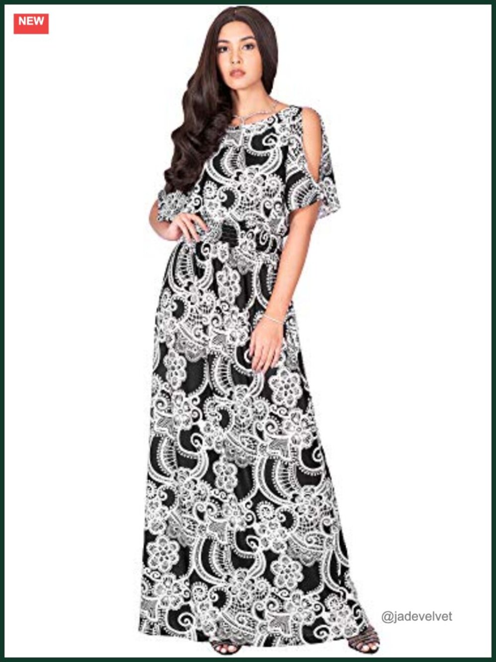 Maxi Dress with Floral Print, 3/4 Sleeve, Empire Waist, Plus Size Maternity